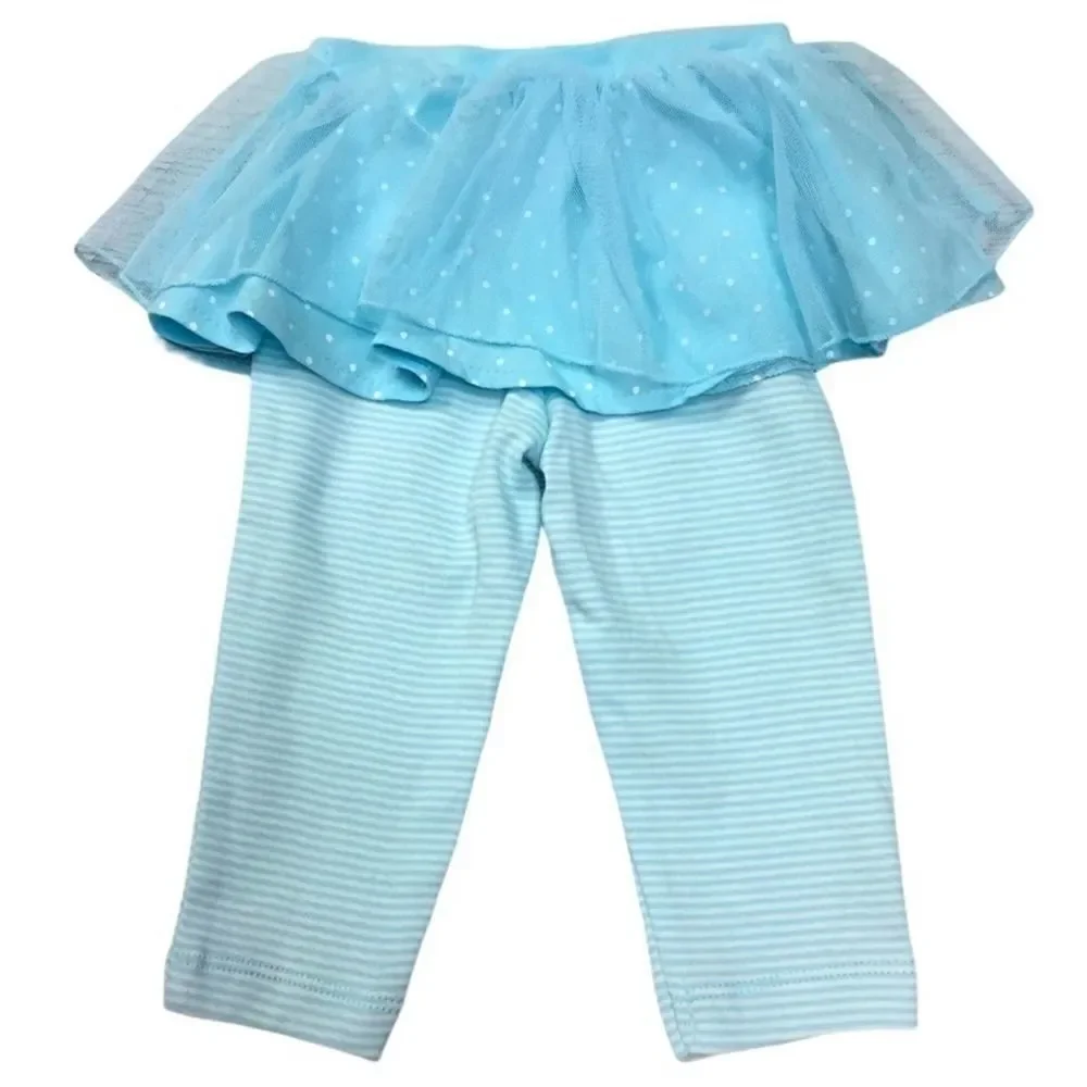 CARTER’S Tulle Polka Dot Tutu Skirt Striped Leggings Infant Girl SIZE 9 Months